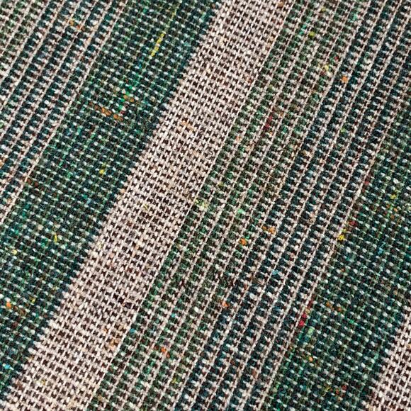 VINTAGE 70s/80s {Casual Corner} Green/Tan Chevron Striped Tweed A-Line Skirt XS - Picture 4 of 9